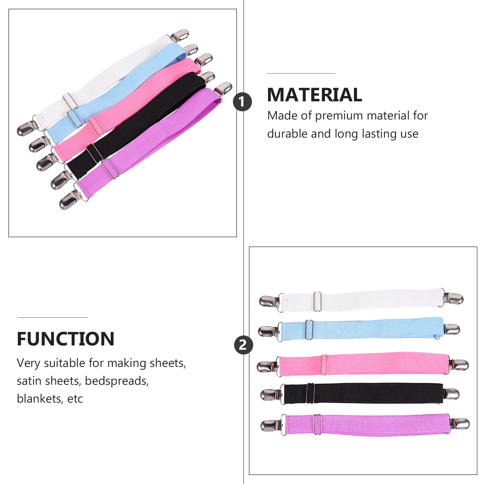 

5pcs Bed Holder Clips Thick Elastic Straps Mattress Pad Fastener Snap Lock Snaps Securing Fitted Sheets Quilt Fastening Buckle