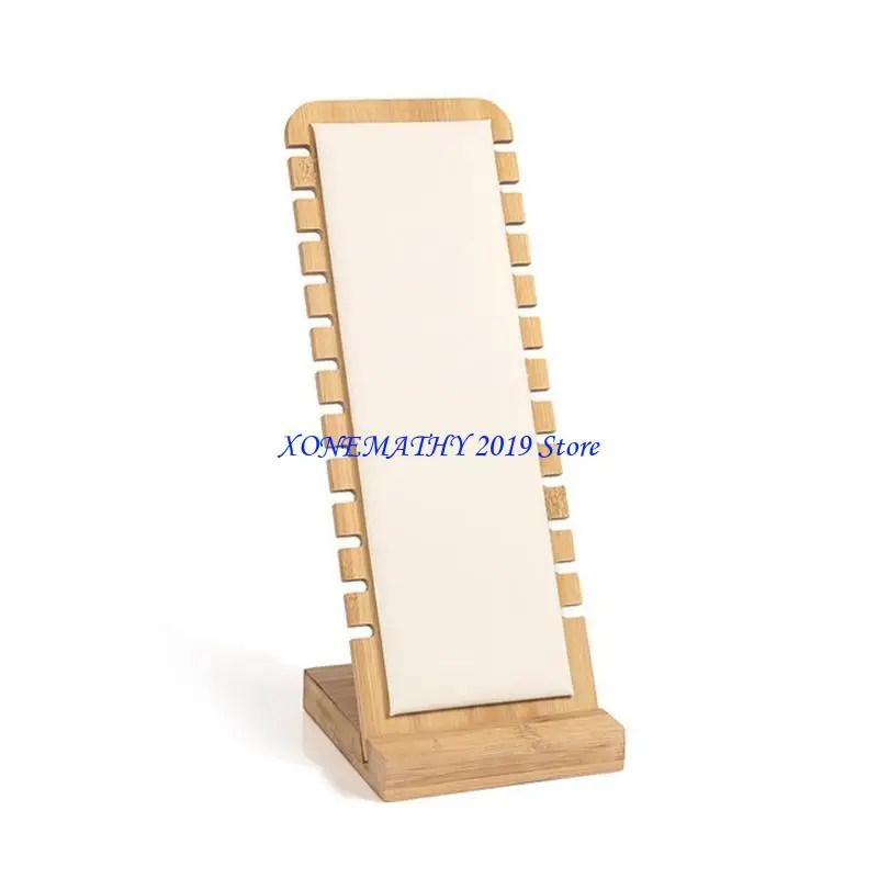 

F42F Bamboo Jewelry Display Stand Necklace Display Stand Wooden Multiple Necklace Easel Showcase Display Holder for Necklaces
