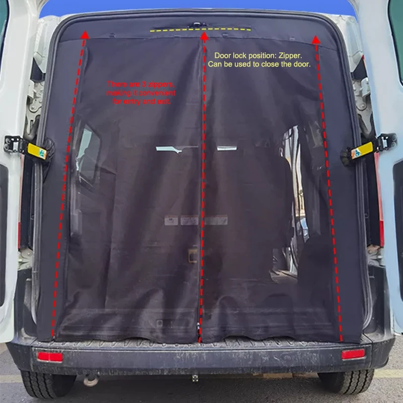 Camper Van Rear Tailgate/Barn Door Magnetic Mosquito Fly Screen Mesh Insect Bug Net Camping For Ford Transit Custom 2012-Onwards