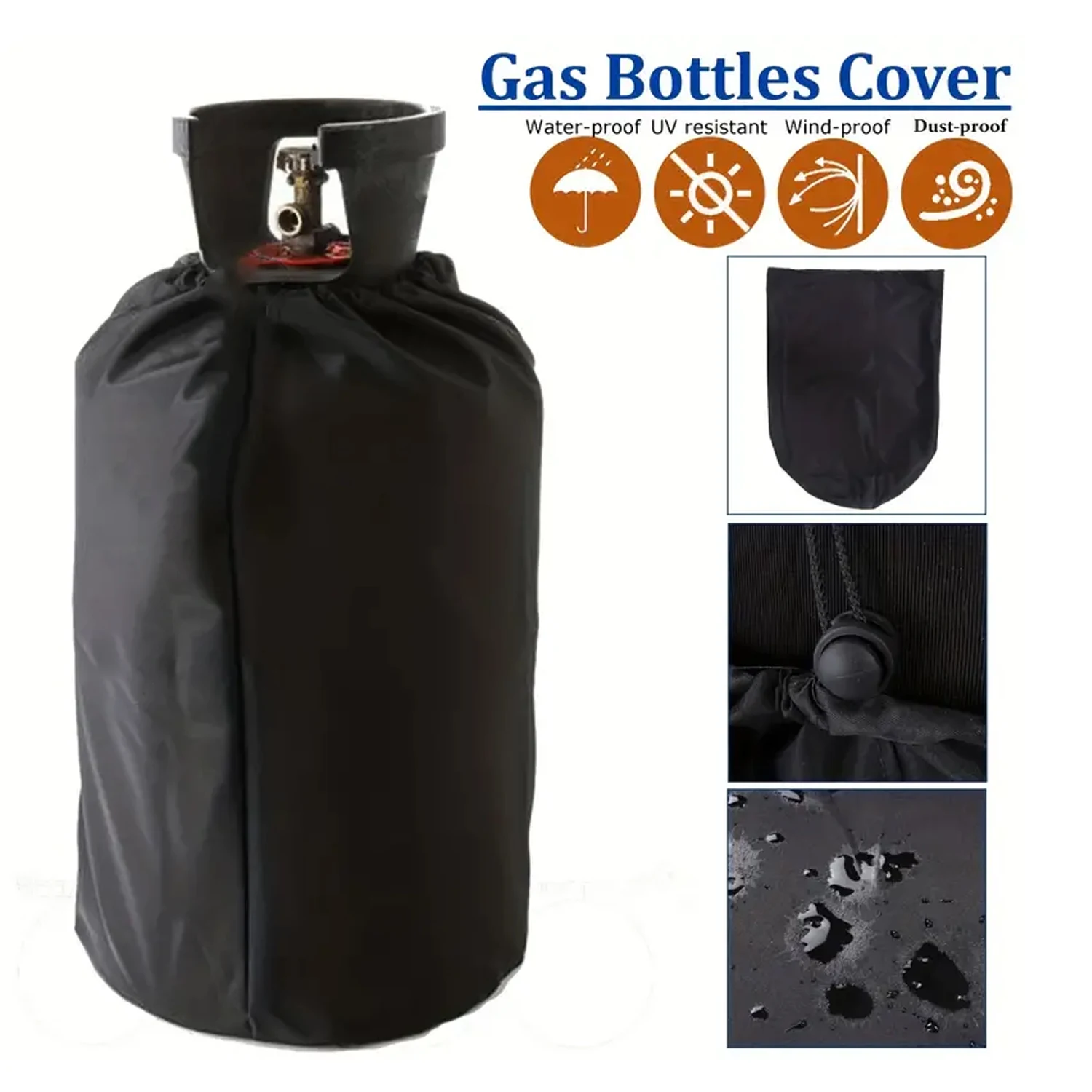 Propane Tank Cover UV Resistant Cylinder Cover Weatherproof Gas Tank Cover Fits Standard 20 lb Tank Cylinder, Black