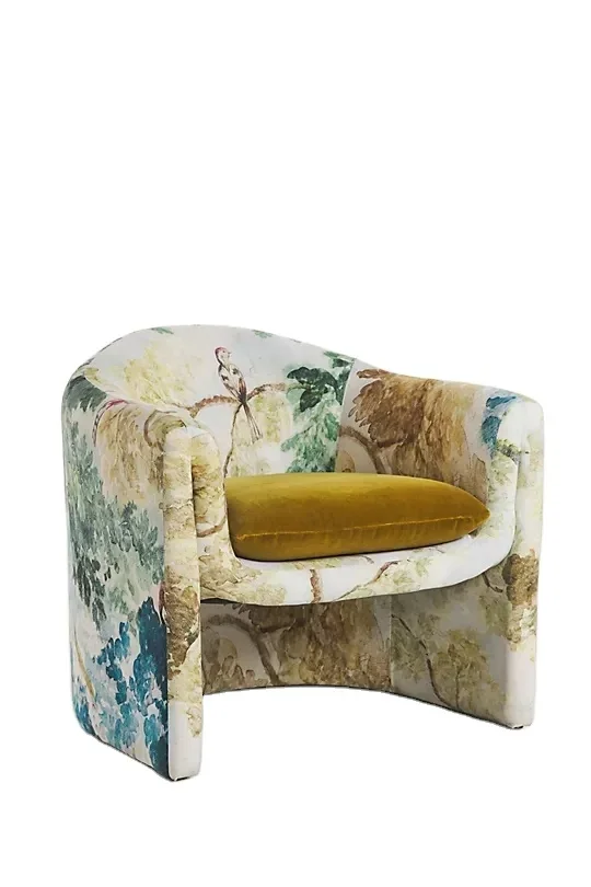 Luxury chair Interior furniture U-shaped curved seat Plush cushion component Velvet upholstered chair
