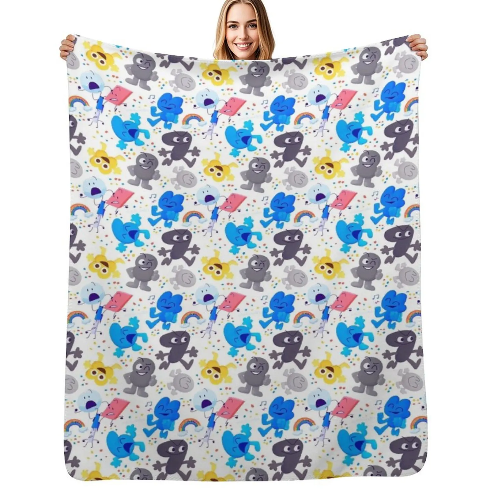 Bfdi Pattern Throw Blanket Soft Home Decor Blanket for Couch Bedroom