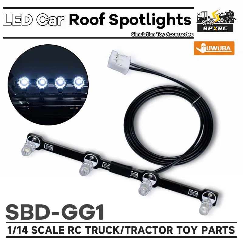 LED Car Roof Spotlights SBD-GG1 For 1/14 Tamiyaa RC Dump Truck Tractor Tipper BENZZ Arocs 56366 4151 8×4 JUWUBA Toys Model Parts