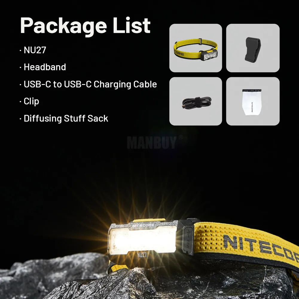 Sale NITECORE NU27 600LM Build-in Battery Multiple Color Temperatures Outdoor Trailing Run Climbing Type C Rechargeable Headlamp