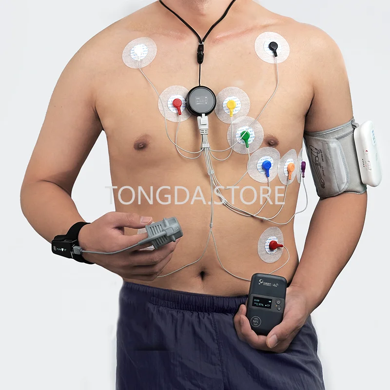 

LEPU перезаряжаемый 48 72 часов носимый Holter мониторинг пациента 12 свинцовый ЭКГ динамический ЭКГ HOLTER монитор с AI трекером анализ