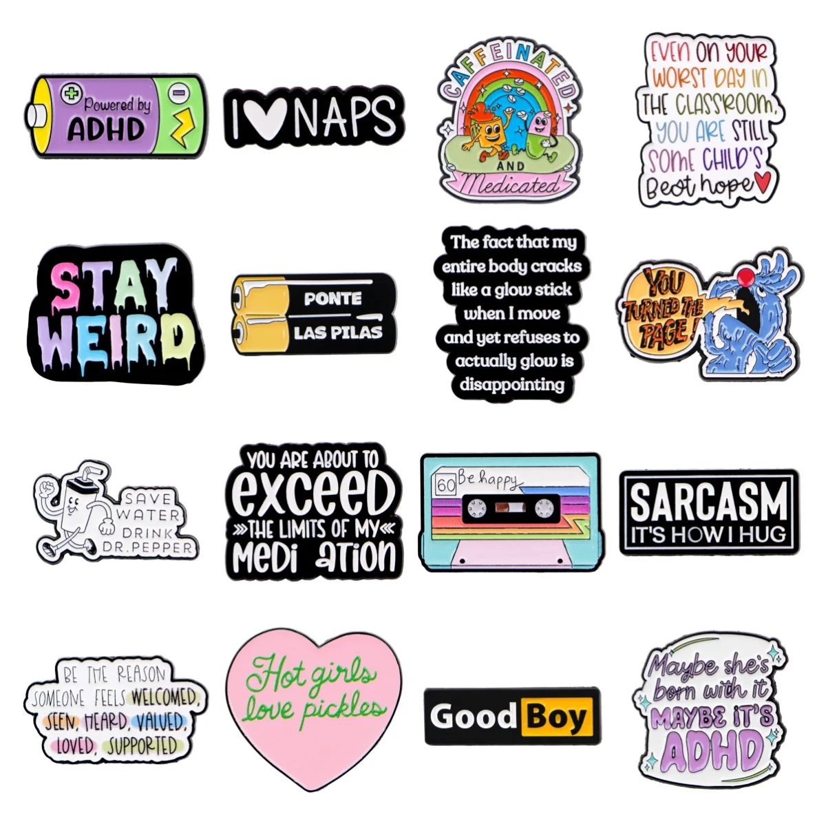 

Good Boy Quotes Enamel Brooches ADHD Lapel Pins Badges on Backpack Fashion Jewelry Clothing Accessories Toys Gifts