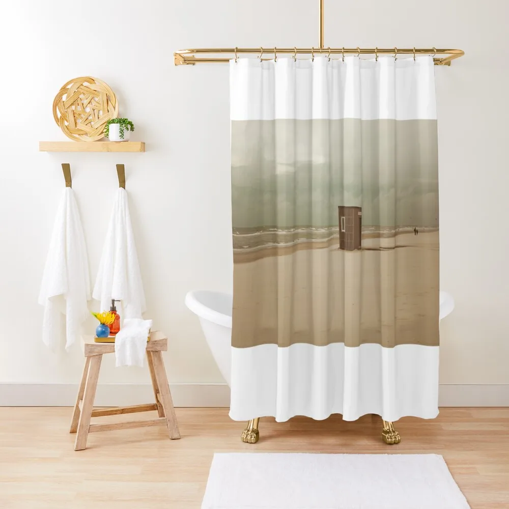 

The hut on the beach, Le Touquet Shower Curtain Elegant Bathroom Waterproof Fabric Shower Toilet Accessories Bathroom Curtain