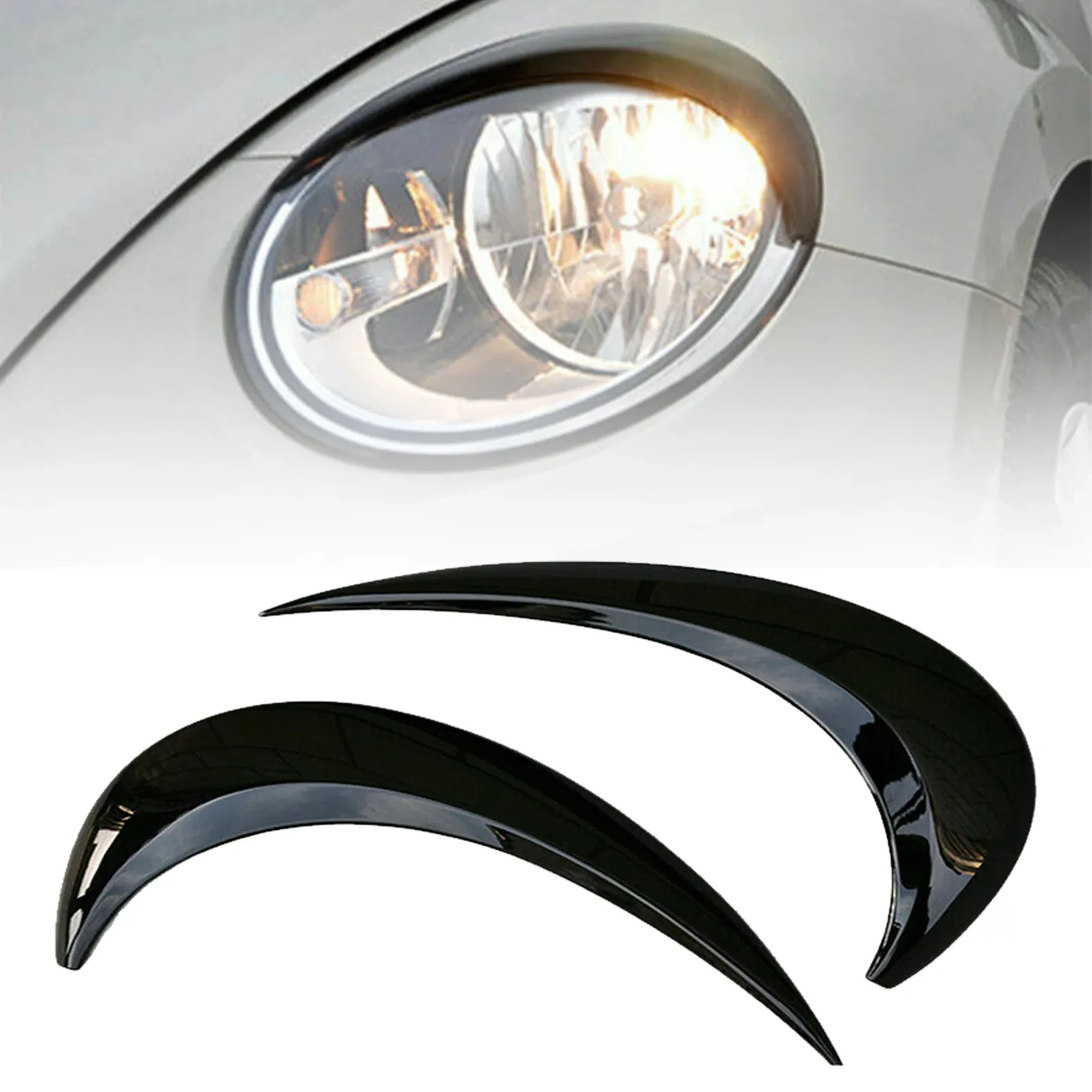1Pair Front Headlight Eyelids ABS Eyelash Covers Head Light Eyebrows Trim Sticker For Volkswagen VW Beetle 2012-2018 Accessories