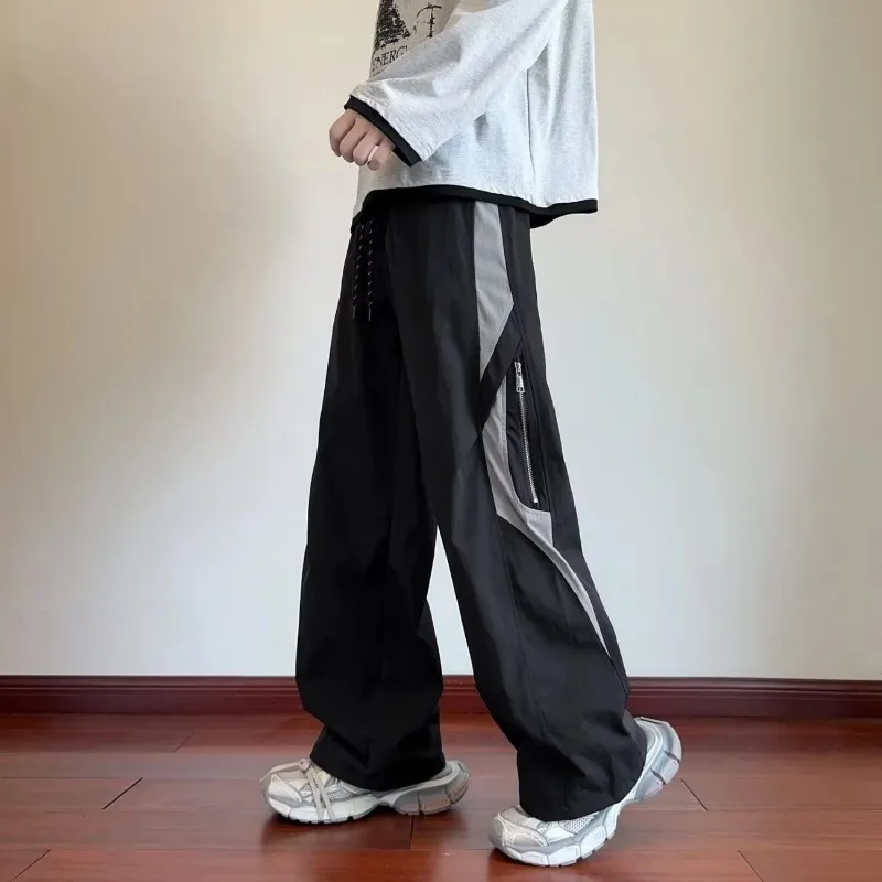 

American Contrasting Color Casual Overalls for Men in Spring Straight-leg Loose Assault Pants Trendy Sports Quick-drying Pants