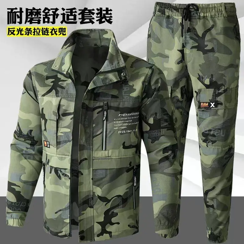 

New Camouflage Suit Men's Thickened Wear-resistant Spring and Autumn Work Clothes Dirty-resistant Jacket Welder