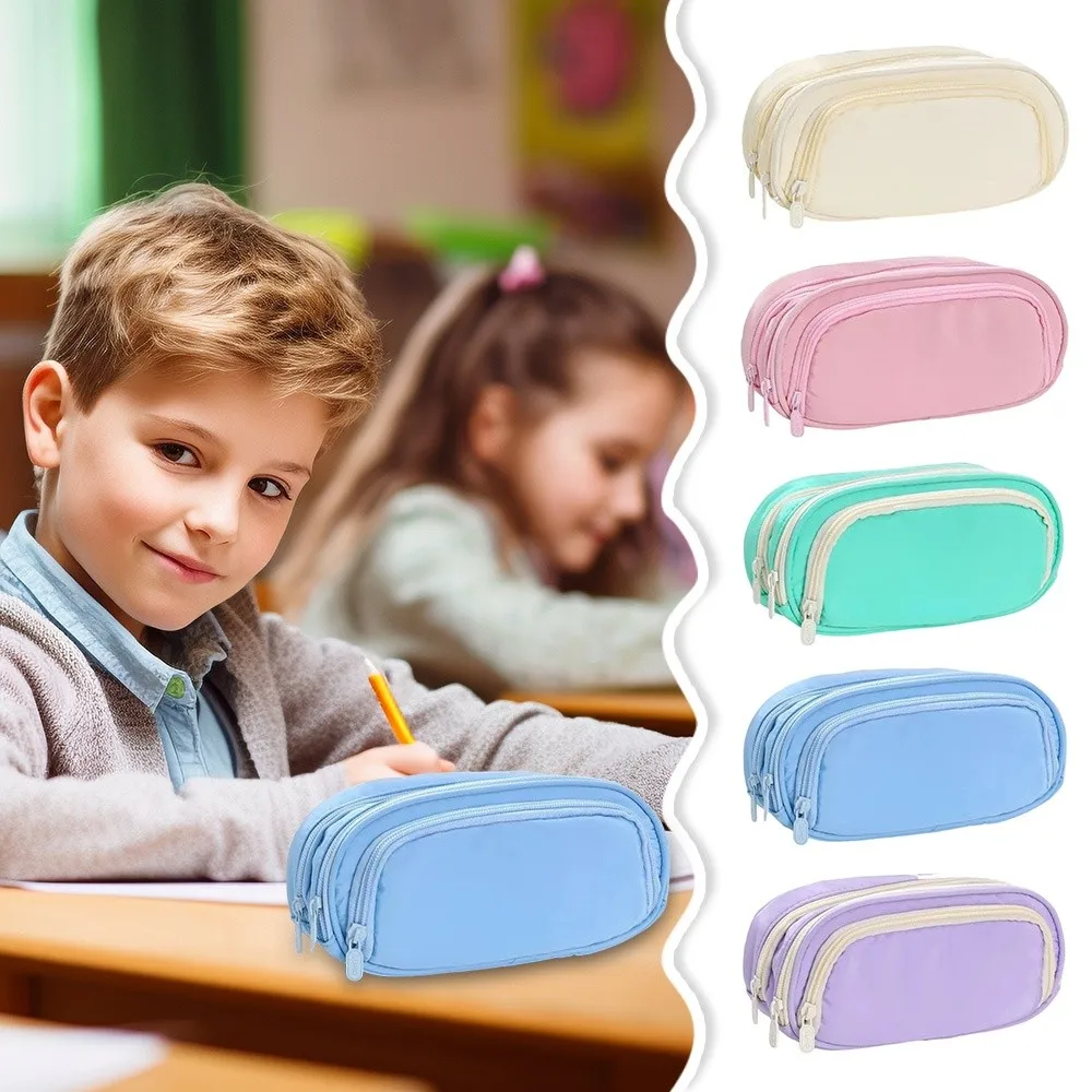 Oxford Pen Bag Large Capacity Pull-Out Stationery Bag Water-proof with Classified Compartments Stationery Organizer Student