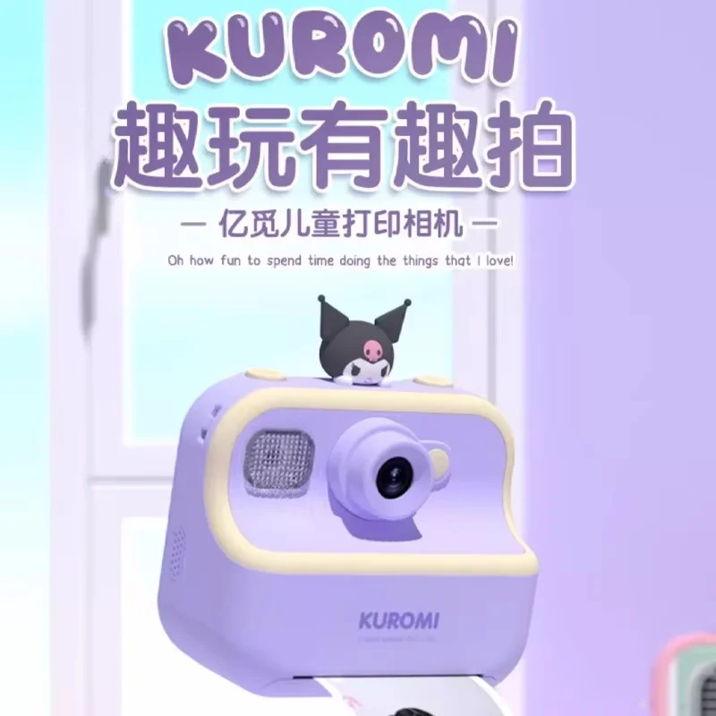 

New Sanrio Kuromi Children'S Camera Can Take Photos Print Automatically Kuromi High Pixel Camera Toys For Girls Halloween Gifts