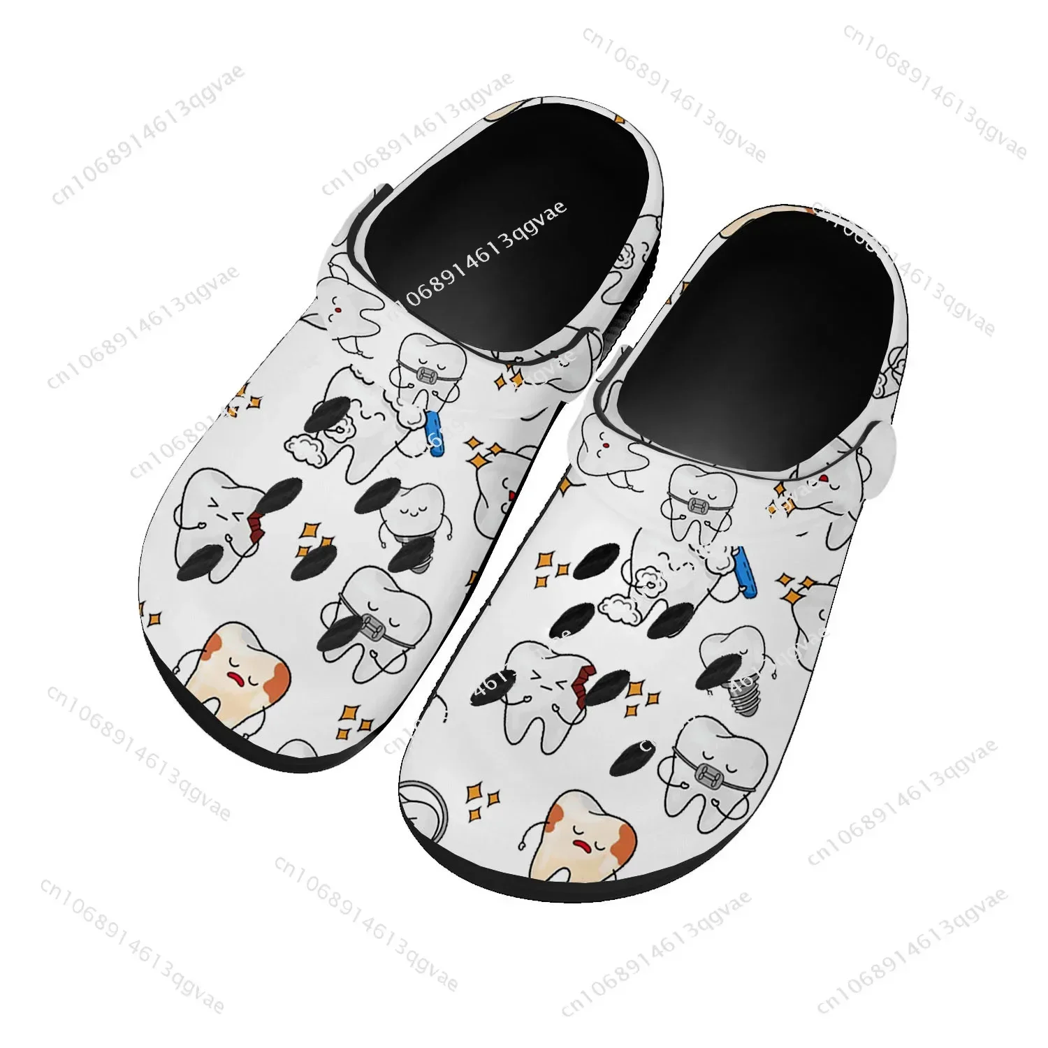 Zahn Zahnarzt Cartoon nach Hause Clogs benutzer definierte Wassers chuhe Herren Damen Teenager Sandalen Garten Clog atmungsaktive Strand Loch Hausschuhe