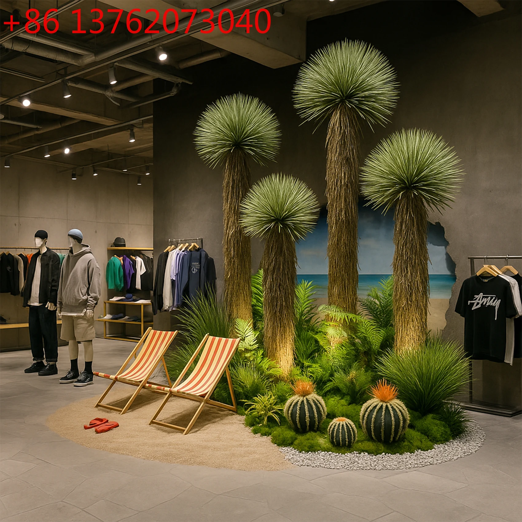 

Outdoor camping wind simulation green plant landscaping combination barbecue restaurant fake tree ornament