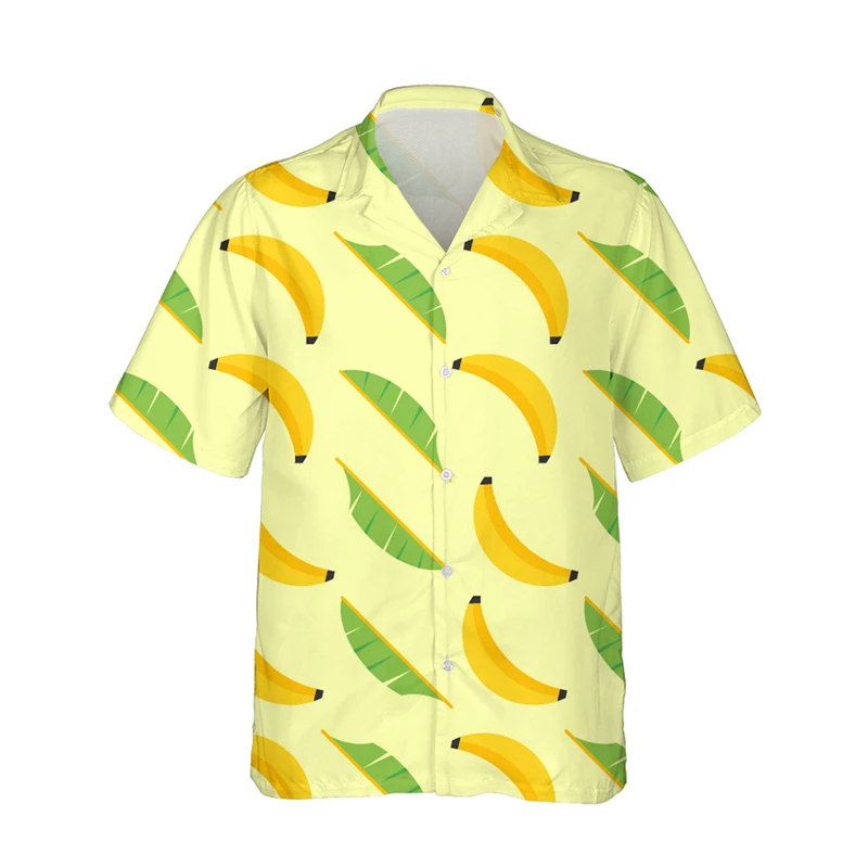 

Original Men's Shirts Summer New 3d Banana Print Hawaiian Shirts Casual Button Neck Loose Funny Fashion Top Big Shirt Clothes