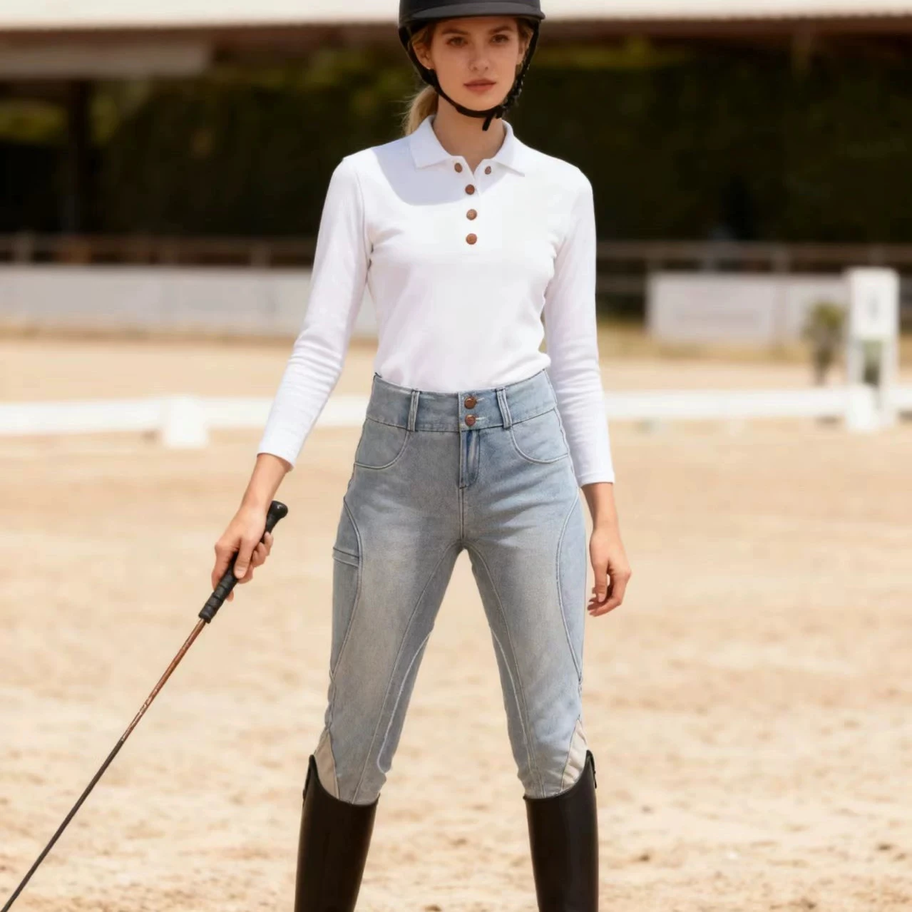 High-Waist Slimming Equestrian Pants for Women Breathable Silicone Gel