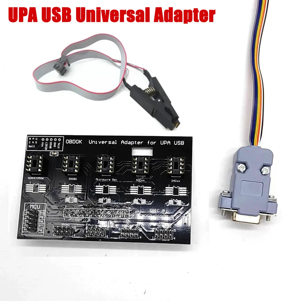 

UPA USB ECU Programmer Universal Eeprom Adapter Board with SOP8 SOIC8 Clip UPA-USB V1.3 Test Cable for Eeprom Programming