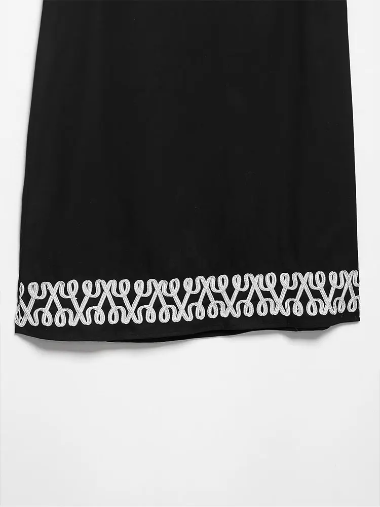 2025 Summer Woman Dress Embroidery Decoration Straight Dresses Women O-neck Sleeveless Short Dress Daily Streetwear