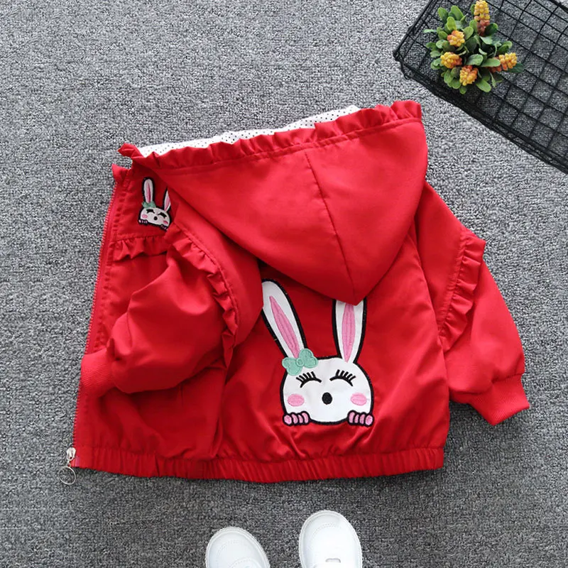 

Girls' Lightweight Zip-Up Jacket Kids Boys Rabbit Design Protection Jacket Hooded Cooling Coat