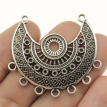 Wysiwyg 2個43x41ミリメートルチャームコネクタイヤリングコネクタチャームアンティークシルバーカラーのネックレスコネクタチャーム