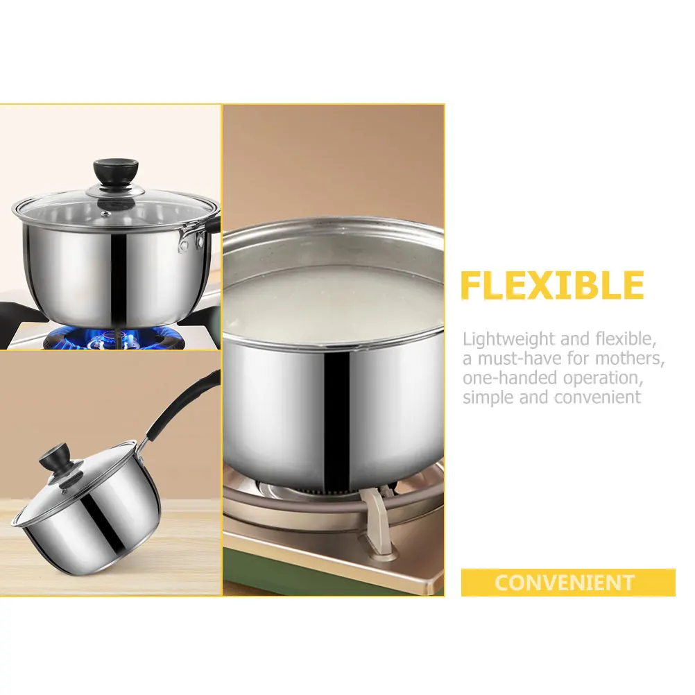 

Thickened Stainless Steel Pot 20cm Small Soup Pan Boil Eggs Coffee Oatmeal Heat Resistant Lightweight Flexible Mothers