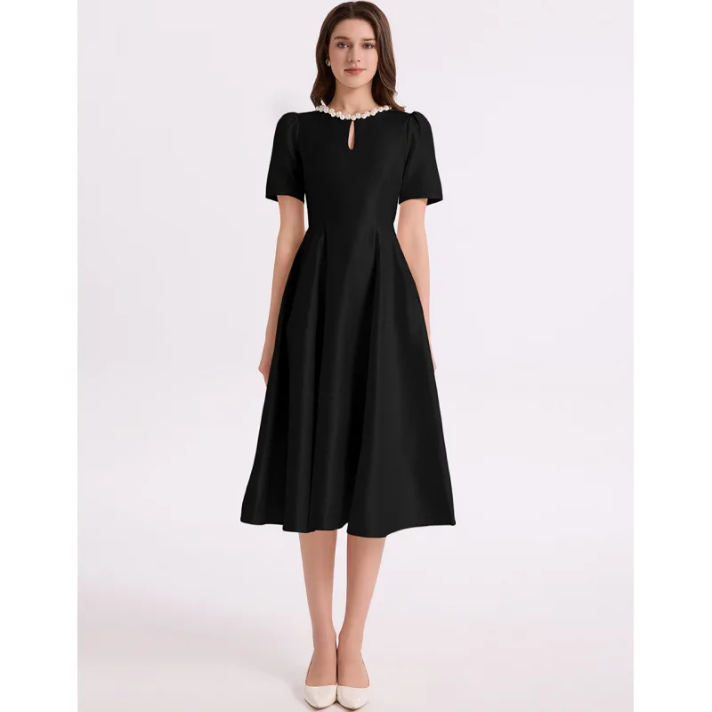 French Elegance Black Dress Summer Evening Gown A-line Midi Dresses Women Formal Party Jumpsuit Playsuit Matching Set