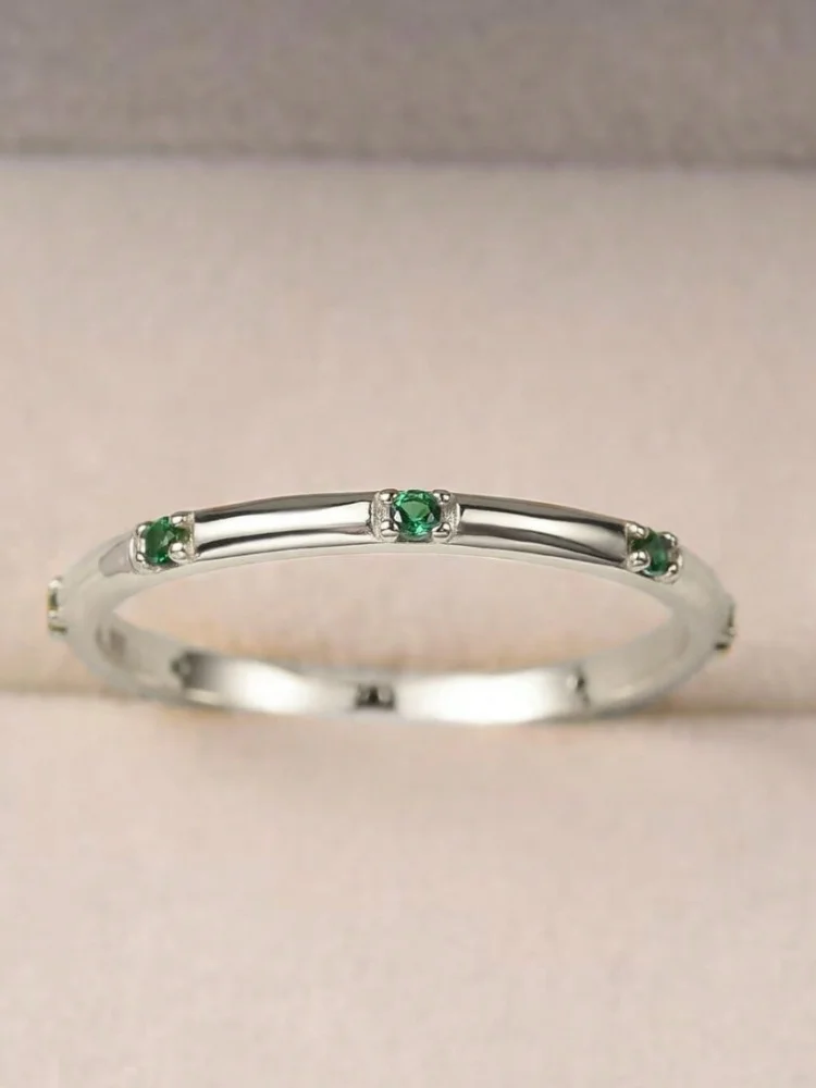 925 فضة الزركون الخيزران المشتركة المألوف خاتم بسيط للنساء المشاركة الزفاف الفاخرة عالية الجودة غرامة مجوهرات