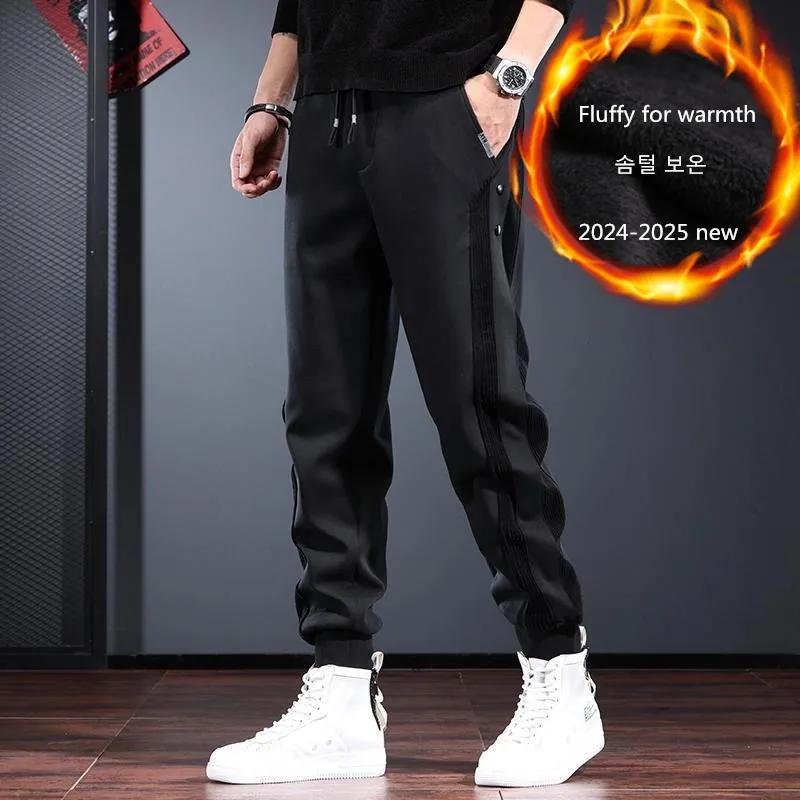 

골프웨어 Men's Golf Pants Winter Fur Keep Warm Thicken Golf Trousers Men Casual Sport Cargo Pants Elastic Slim splice Golf wear Pant