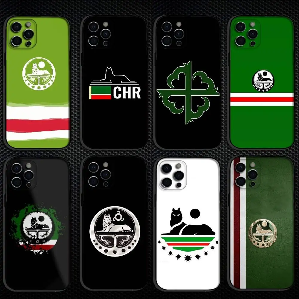 

Chechen Coat of Arms Art Phone Case For iPhone 16,15,14,13,12,11 Plus,Pro Max, Soft Silicone Black Cover