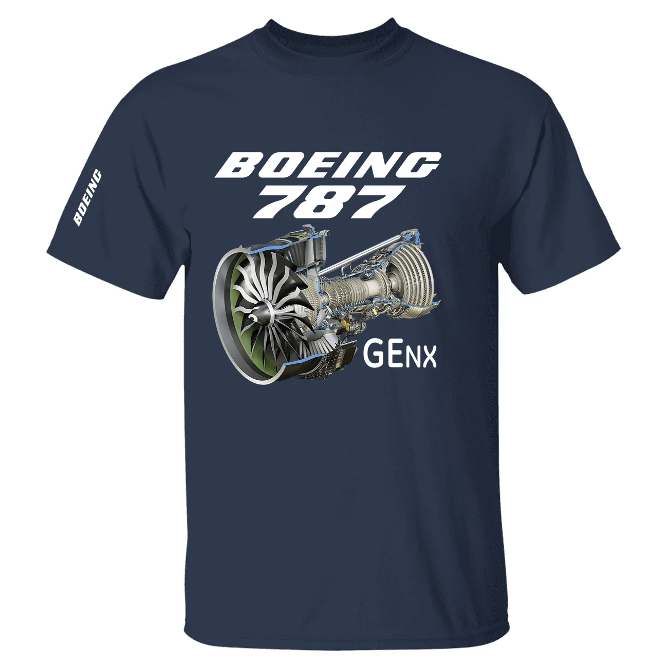 Boeing 787 & GENX Engine Aviation Flight Pilots Short Sleeve T-shirts Cotton Graphic T Shirts for Men Women