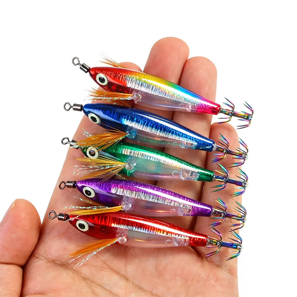1 Stück 8cm 5,5g Horizontaler Tintenfisch-Köder, Künstlicher Tintenfisch-Haken, Jigging-Köder für Meeresfischerei, Leuchtender Sepiaköder – Detail 4