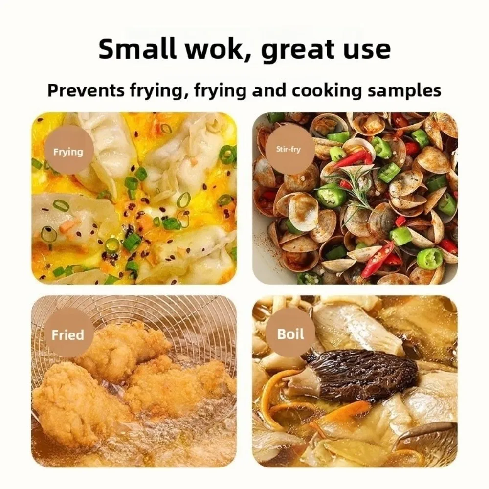 

20/24cm Frying Pan Wok Non Stick with Lid Saucepan Sauce Pot Wooden Handle Uncoated Ceramic Cooking Pot Gas Induction Cooker