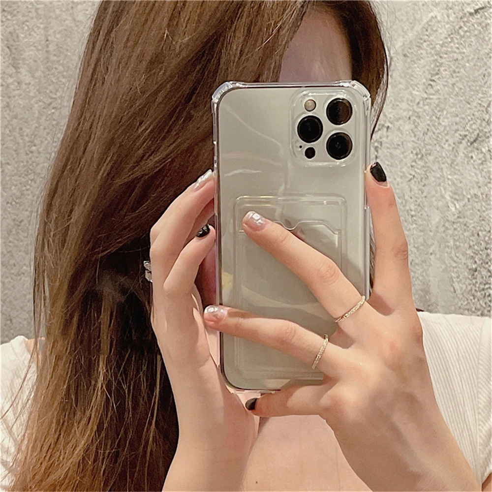 Transparente Kartensteckplatz-Taschenhalter-Hülle für iPhone 13 11 12 14 15 Pro Max Mini X XS XR SE 7 8 Plus Klare, stoßfeste Brieftaschenhülle – Detail 4