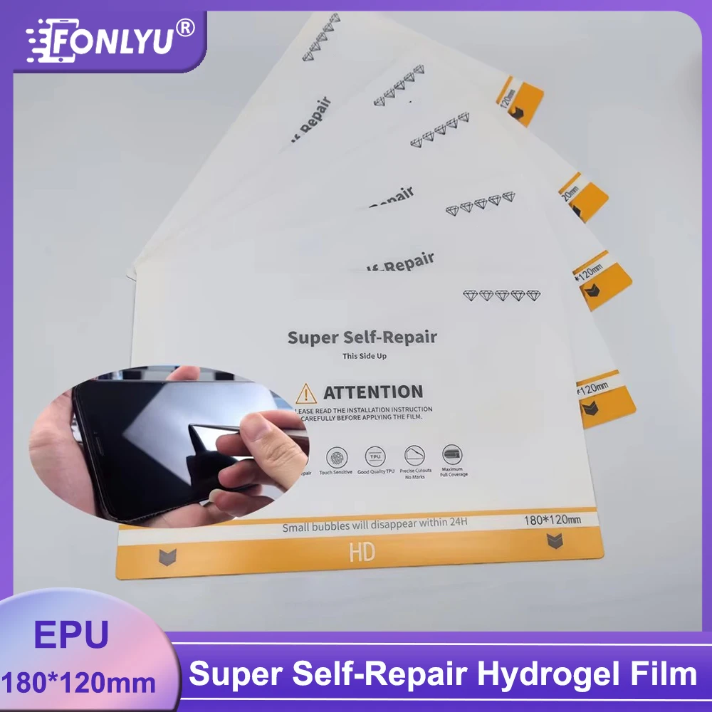 FONLYU 50pc EPU Super Repair Flexible Hydrogel Film Curved Front Screen Protective Film For Screen Protector Cutting Machine