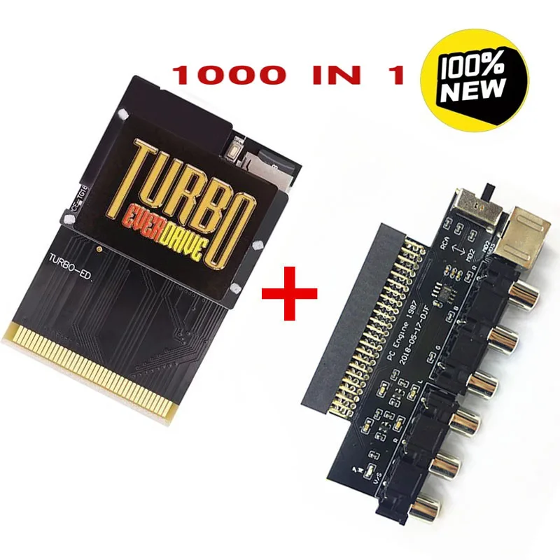 Carte de jeu de console de moteur PCE édition or noir TURBO 600 en 1 ou carte RGBS amplificateur vidéo sortie de Signal RGBS sortie Audio