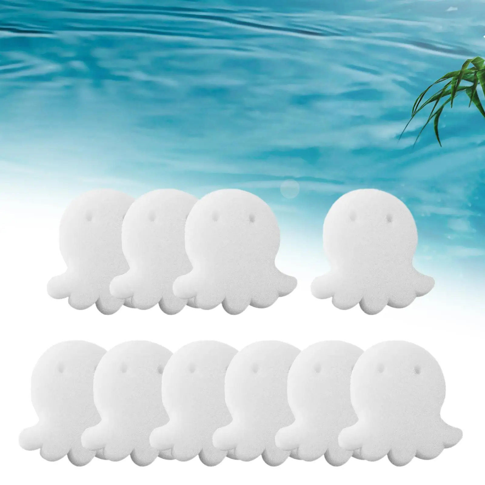 10Pcs Oil Absorbing Spong Accessories Cartoon Oil Absorption Washable Filter Scum Sponge for Swimming Pool Bathtub White