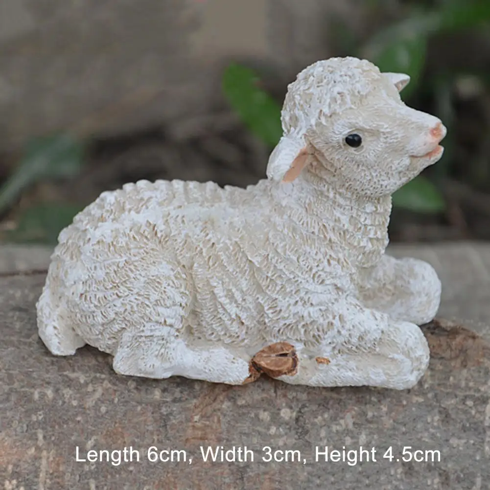 Cute animal statue Synthetic Resin Pastoral Lying Position Increase Vitality Animal Miniature  Lamb Ornament Decorative