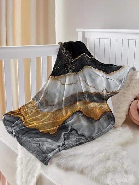 Luxury Marble Agate Print Fleece Blanket Elegant Bed Cover for Modern Home Decor
