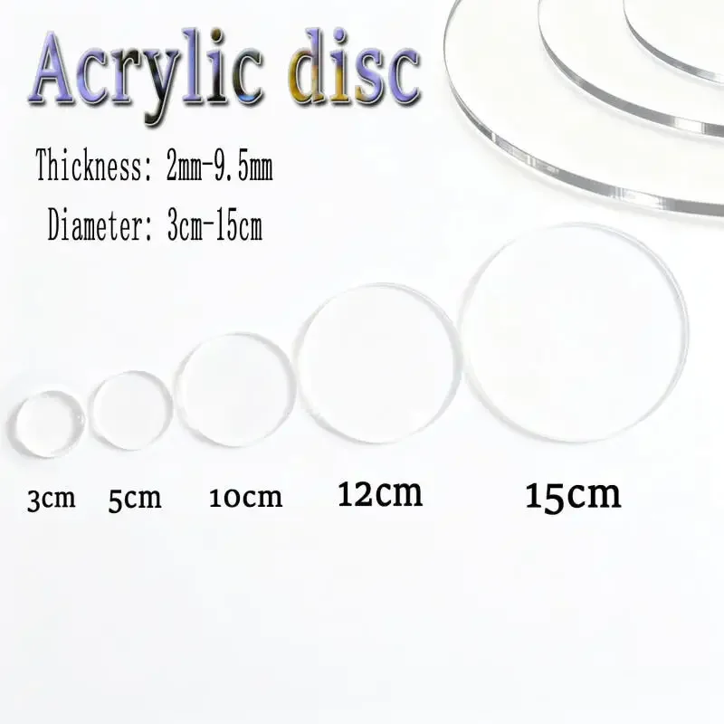 1-20Pcs 5-15cm Clear Acrylic Discs, 2-9.5mm Thick Round Plexiglasss Sheets for DIY Coasters, Placemats & Painting Projects