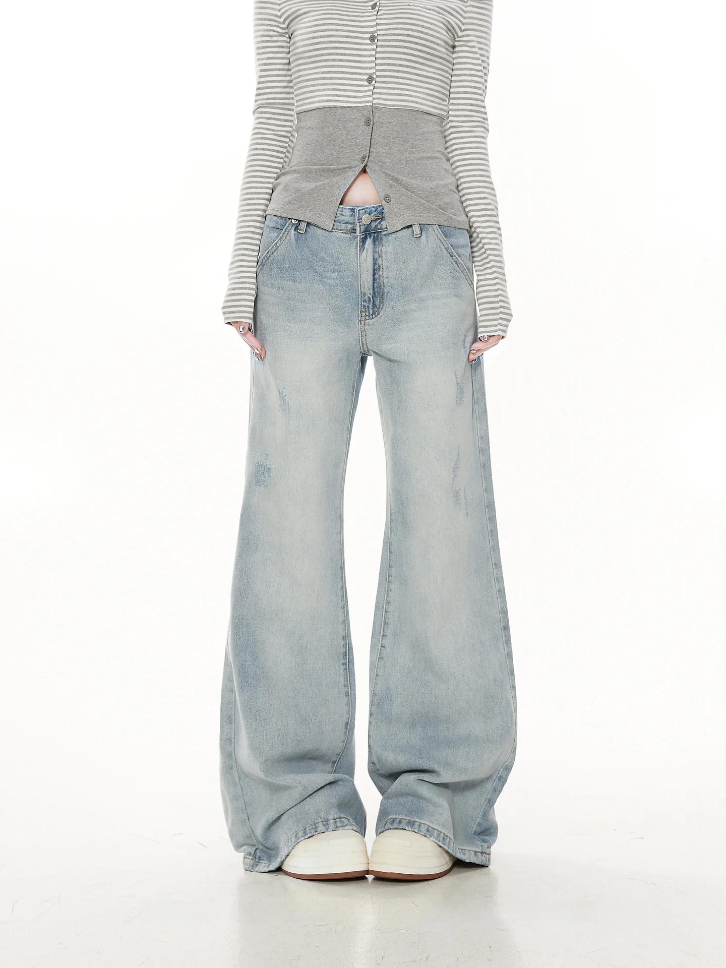 

American Casual Hot Girl High Waist Bell Bottom Denim Jeans Women Spring Autumn 2026 New Korean Style High-End Versatile Micr...