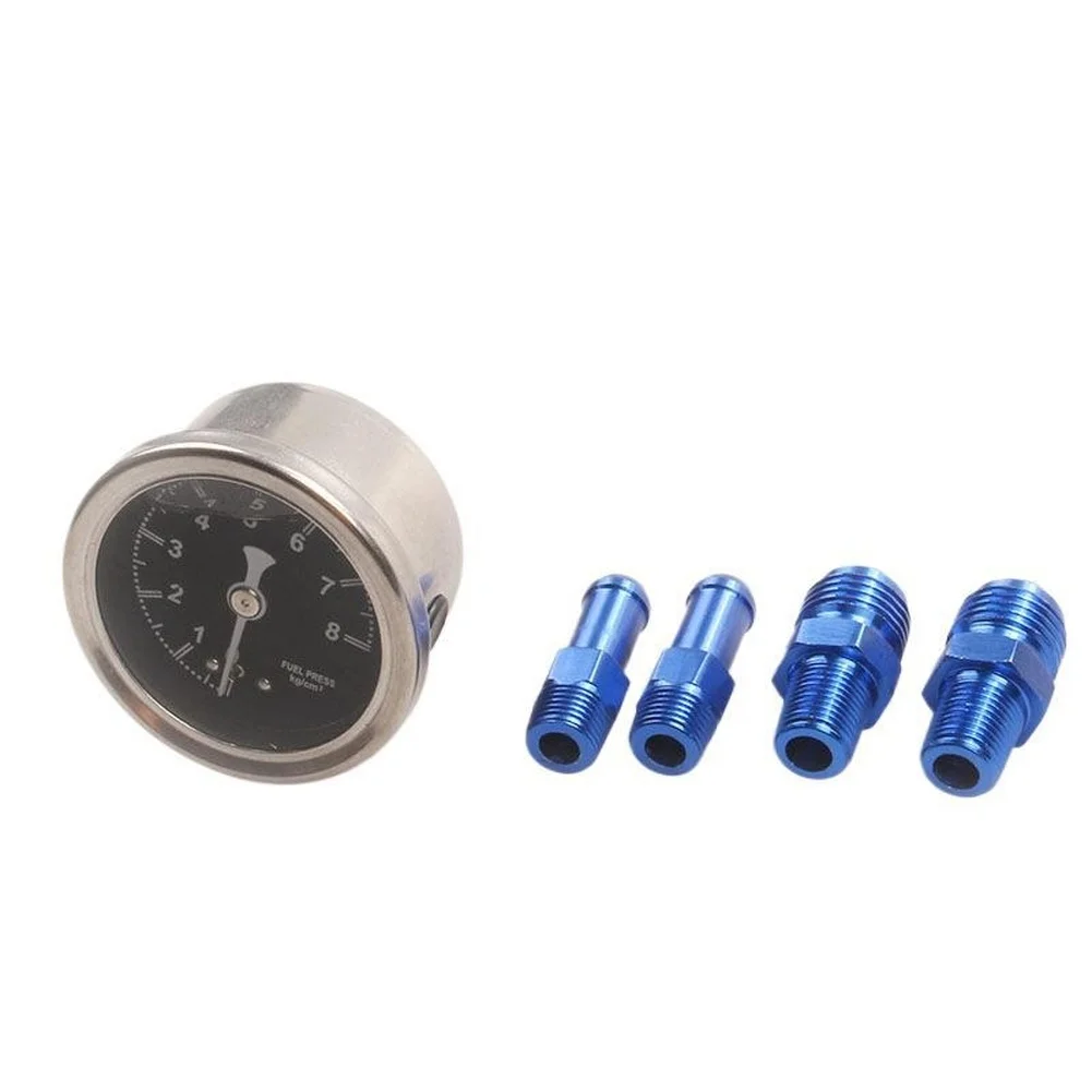 Aftermarket Adjustable Fuel Pressure Regulator with Precision Oil-Filled Gauge and Four AN Fittings for Fuel System Tuning