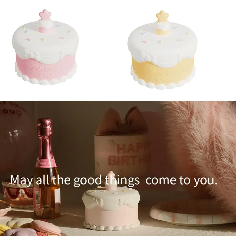 Veilleuse en silicone aste par USB avec capteur tactile, lampe de nuit Kawaii avec motif de gâteau d'anniversaire, escales