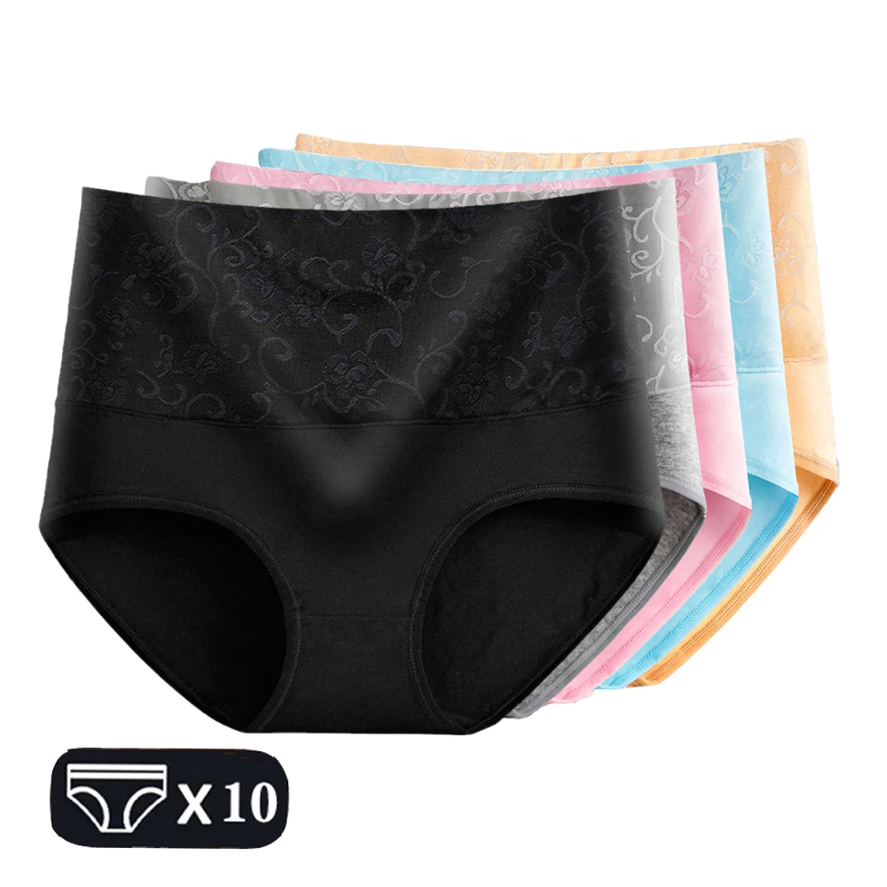 

10Pcs Plus Size Panties High Waist Underwear Women Cotton Pantys Abdominal Briefs Female Postpartum Recovery Panties For Ladies