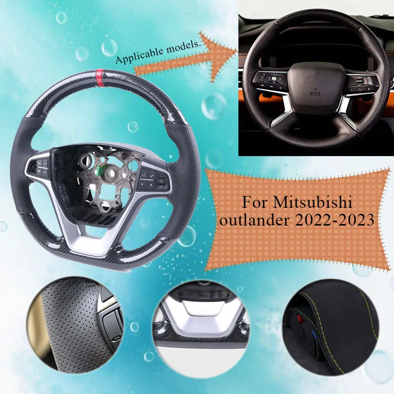 

Gloss Carbon Fiber Original Car Steering Wheel Cover For Mitsubishi outlander 2022-2023 Scratch-Proof Luxury Steering Wheel Grip