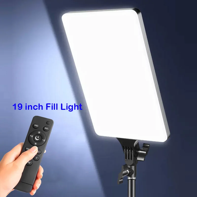 19'' LED Video Light Dimmable Leg Photography Lighting Kit Tripod Stand for Photo Studio Desktop Filming Shooting YouTube