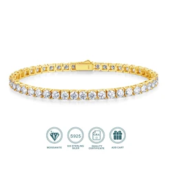 Moissanite Tennis Bracelet 4.7-5.9 Carat 925 Sterling Silver Diamond Bracelet 4mm D Color VVS1 Round Cut Moissanite Bracelet