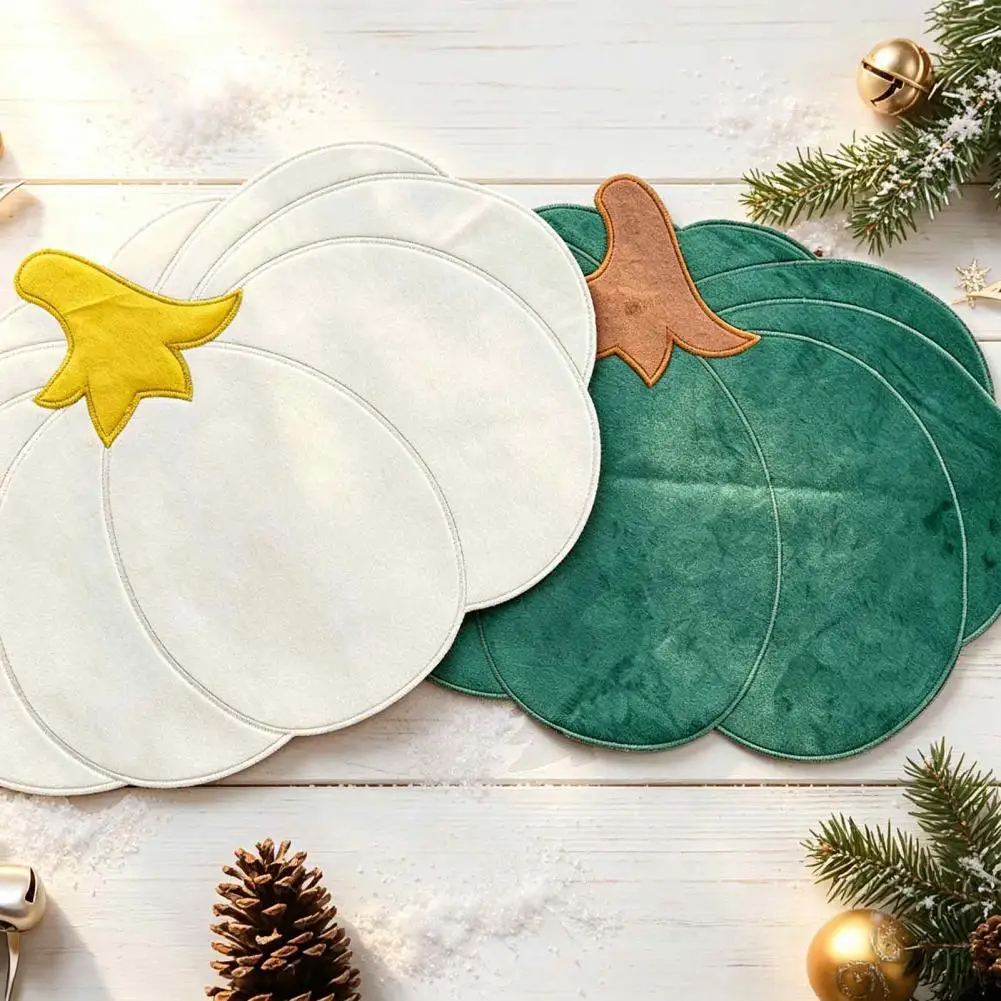 Halloween Embroidery Pumpkin Placemat Dining Table Decor Mat Coffee And Tea Table Insulation Pad Countertop Protection