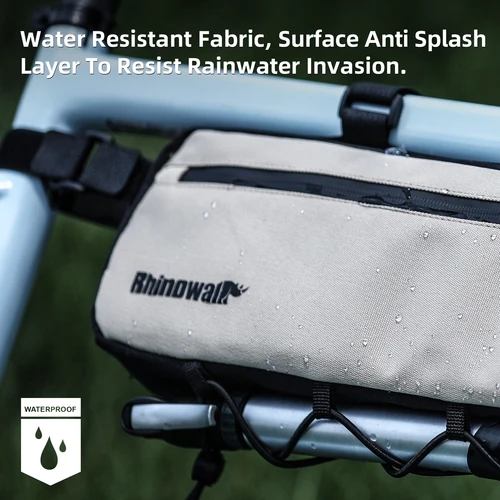 Imagen 2 del producto Rhinowalk-bolsa para cuadro de bicicleta, 2,1l/2,7l, impermeable, debajo del tubo, bolsa triangular, sistema de encuadernación inferior con cremallera SBS de doble cara