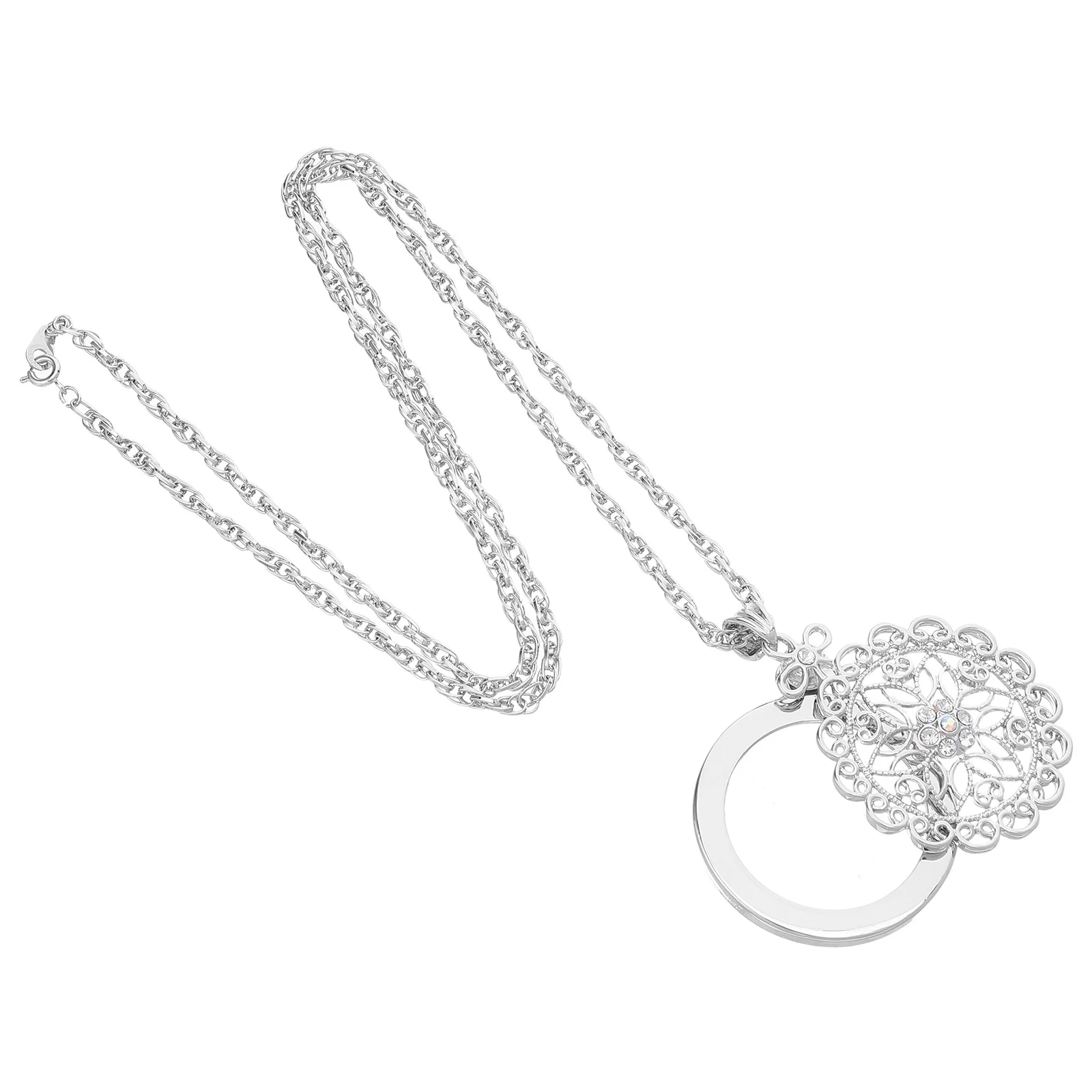 

3X Magnifying Glass Necklace For Women Lightweight Portable Jewelry Magnifier Pendant Chain Reading Magnifier For Books Coins