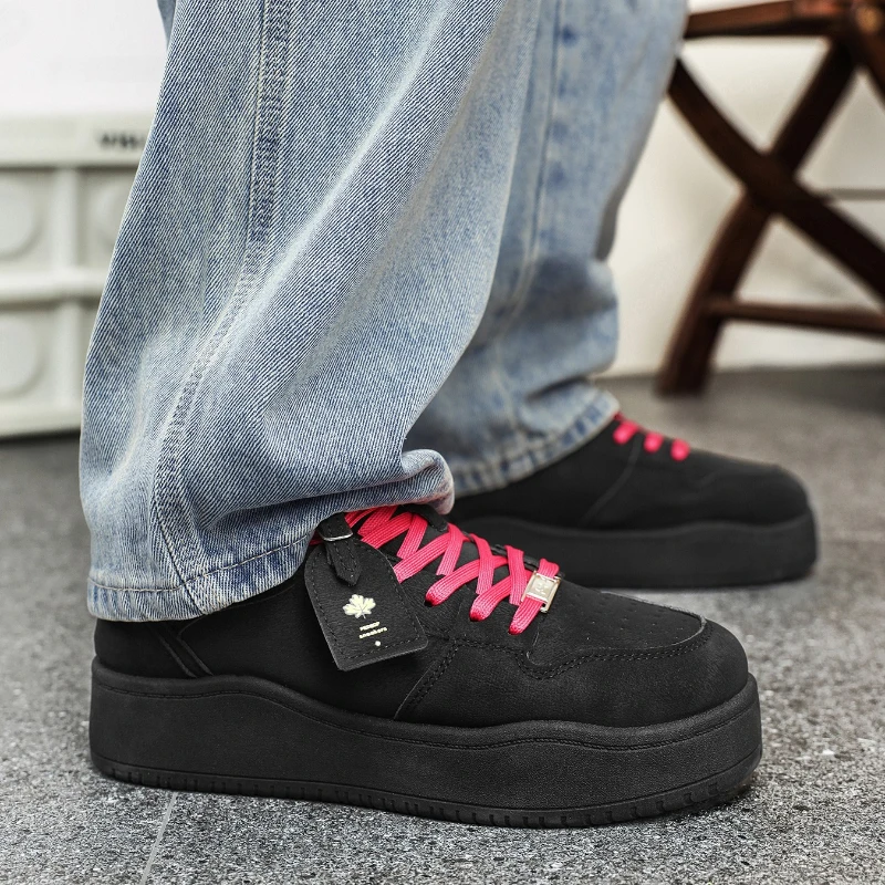 

Couple-style Platform Leather Shoes with High Heels Trendy Thick Sole All Occasions for Both Men and Women Ideal for Commuting.